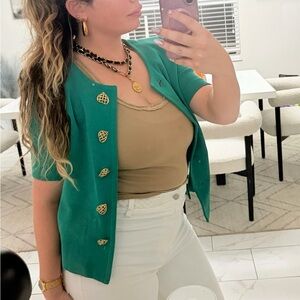 Yves Saint Laurent Vintage 1993-94 Blazer sweater with Gold heart buttons RARE